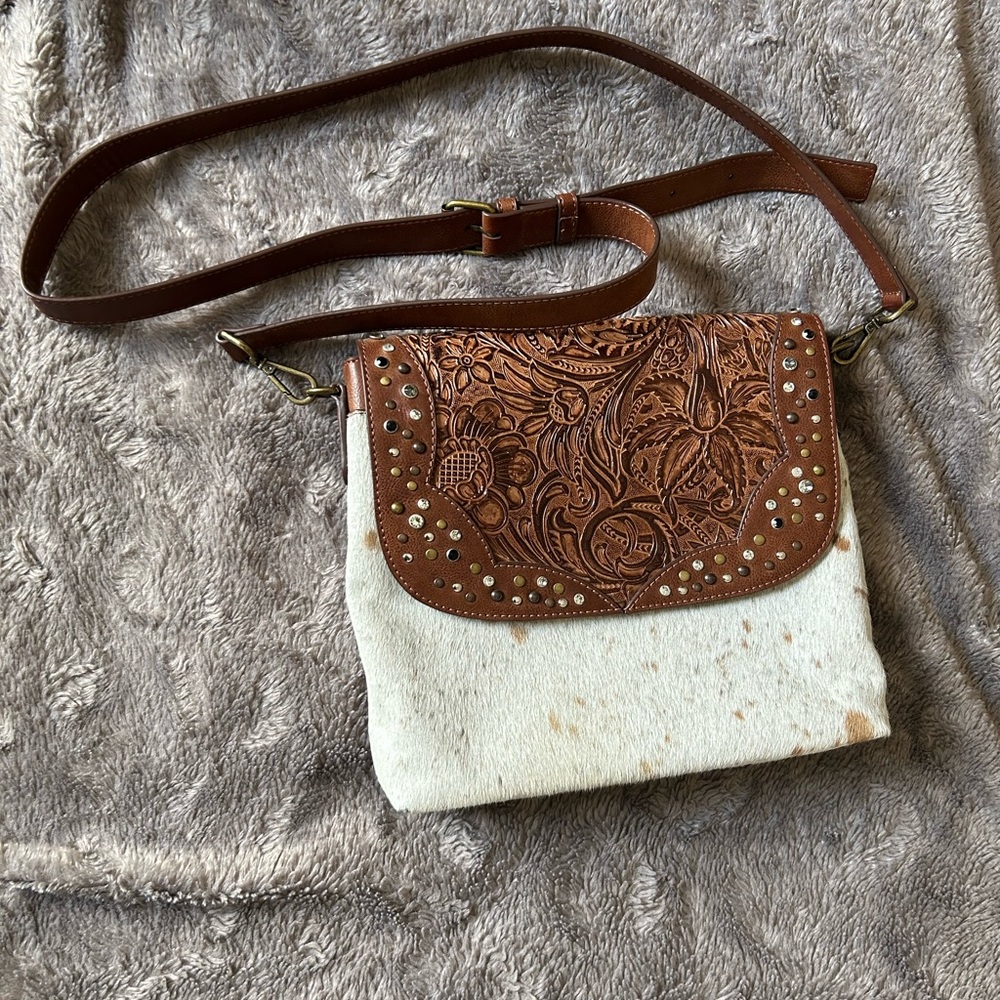 Shyanne studded tooled crossbody bag